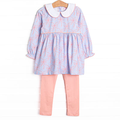 Bluebell Bows Legging Set, Blue