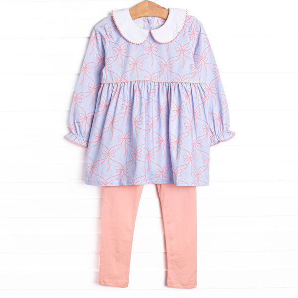 Bluebell Bows Legging Set, Blue