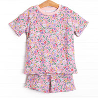 Lily Lane Sweatshirt Short Set, Pink