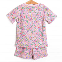 Lily Lane Sweatshirt Short Set, Pink