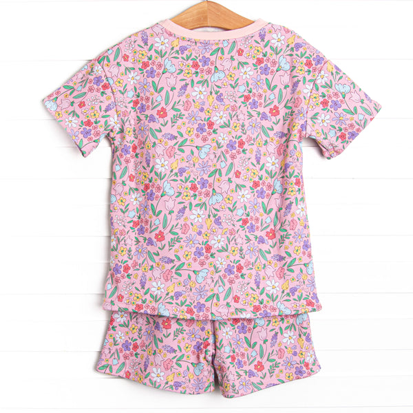 Lily Lane Sweatshirt Short Set, Pink