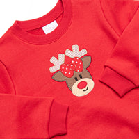 Holiday Reindeer Applique Sweatshirt Legging Set, Red