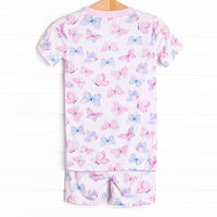 Watercolor Wings Bamboo Pajama Short Set, Purple