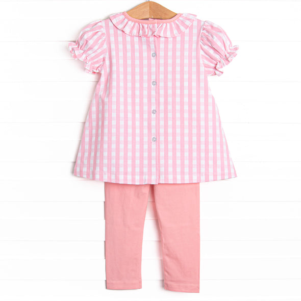 Magical Check In Applique Legging Set, Pink Check