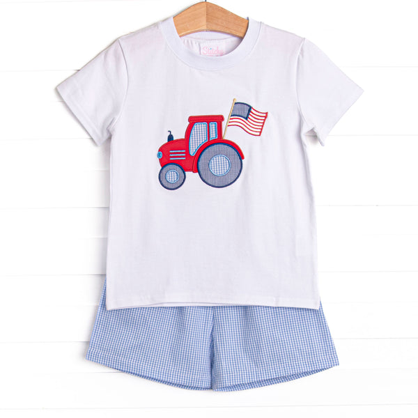 Farming Freedom Applique Short Set, Blue