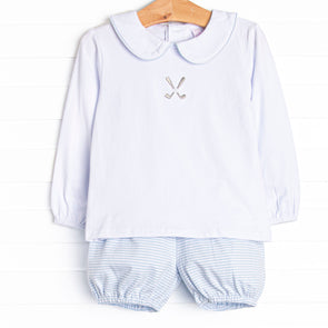 Best Day Birdie Embroidered Bloomer Set, Blue