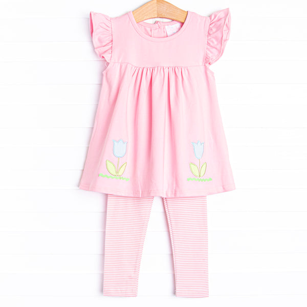 Today's Tulips Applique Legging Set, Pink
