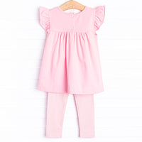 Today's Tulips Applique Legging Set, Pink