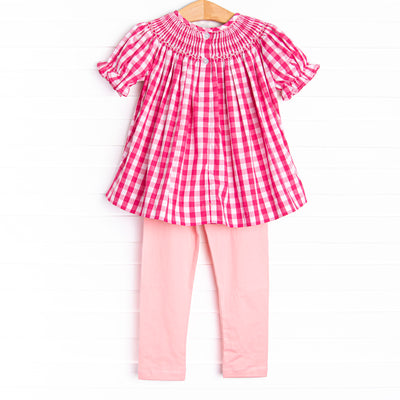 Trail Ride Trio Smocked Legging Set, Pink