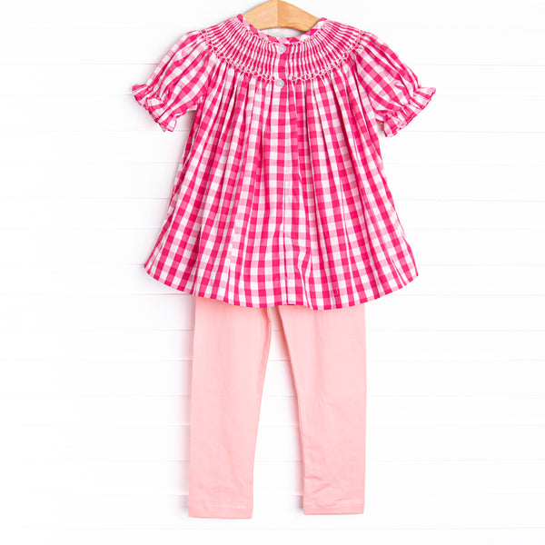 Trail Ride Trio Smocked Legging Set, Pink