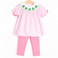 Lucky Me Smocked Legging Set, Pink