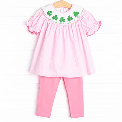 Lucky Me Smocked Legging Set, Pink