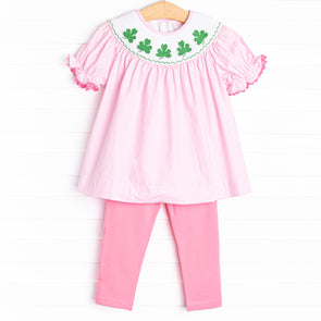 Lucky Me Smocked Legging Set, Pink