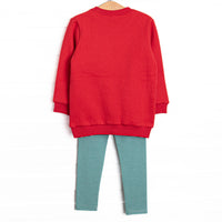 Holiday Reindeer Applique Sweatshirt Legging Set, Red