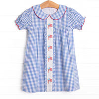 Banner in the Breeze Embroidered Dress, Blue