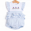 White Cap Waves Embroidered Girl Bubble, Blue
