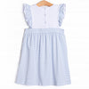 White Cap Waves Embroidered Dress, Blue