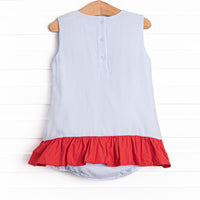 Patriotic Posies Applique Skirted Bubble, Blue