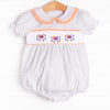 Spooky Spider Smocked Bubble, Navy Bitty Dot