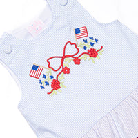 Patriotic Posies Applique Short Set, Blue