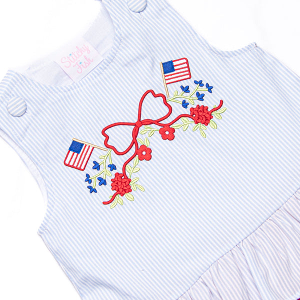 Patriotic Posies Applique Short Set, Blue