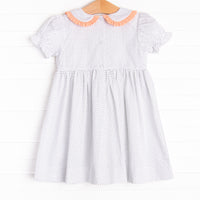 Spooky Spider Smocked Dress, Navy Bitty Dot