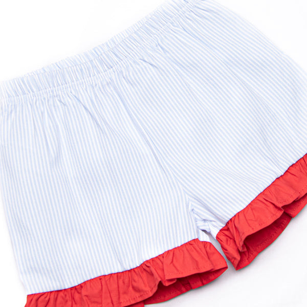 Patriotic Posies Applique Short Set, Blue