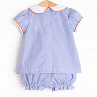 Friendly Ghost Embroidered Bloomer Set, Blue