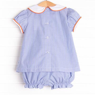 Friendly Ghost Embroidered Bloomer Set, Blue