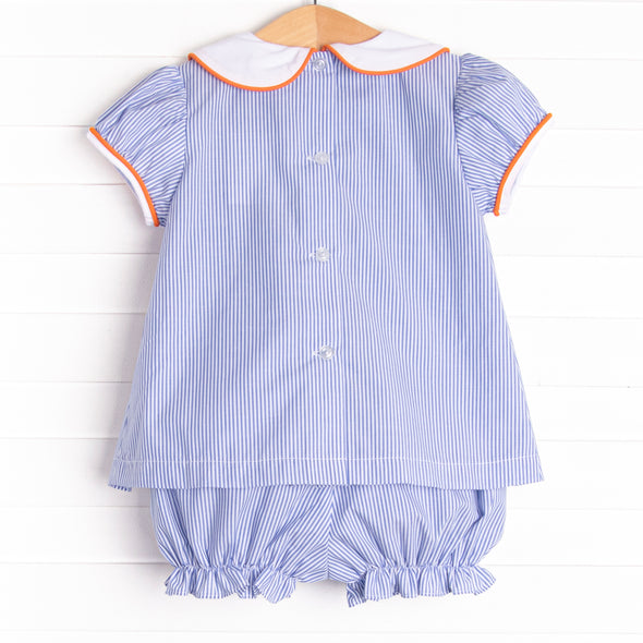 Friendly Ghost Embroidered Bloomer Set, Blue