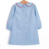 Hard Days Work Applique Dress, Blue