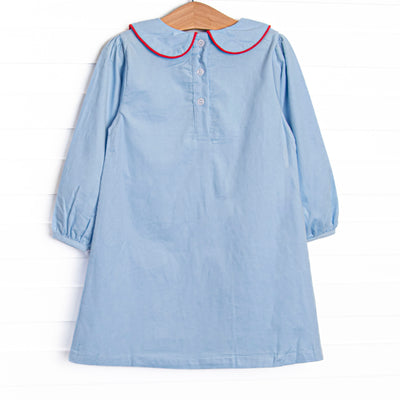 Hard Days Work Applique Dress, Blue