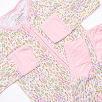Cottontails and Carrots Bamboo Zippy Pajama, Pink