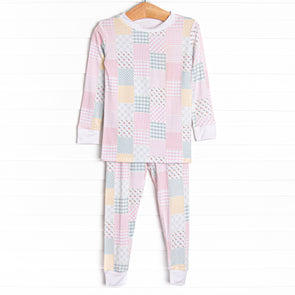 Patchwork PJ's Bamboo Pajama Set, Pink