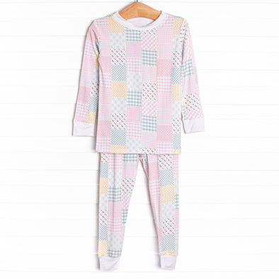 Patchwork PJ's Bamboo Pajama Set, Pink