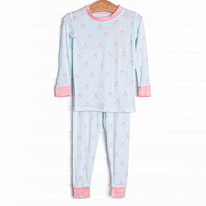 Cherry Fun Bamboo Pajama Set, Blue