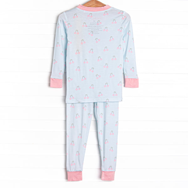 Cherry Fun Bamboo Pajama Set, Blue