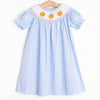 Happy Harvest Smocked Bishop Dress, Blue Check