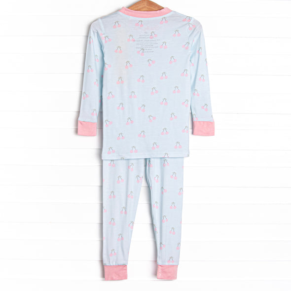 Cherry Fun Bamboo Pajama Set, Blue