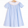 Happy Harvest Smocked Bishop Dress, Blue Check