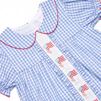 Banner in the Breeze Embroidered Short Set, Blue