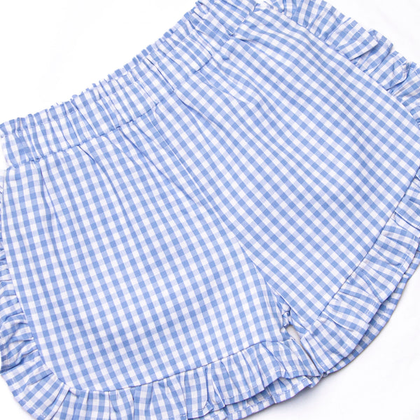 Banner in the Breeze Embroidered Short Set, Blue
