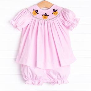 Trick or Treat Smocked Bloomer Set, Pink Gingham