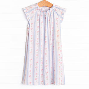 Sweet Pea Stripes Bamboo Night Gown, Blue