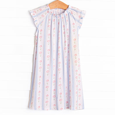 Sweet Pea Stripes Bamboo Night Gown, Blue