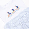 White Cap Waves Embroidered Boy Bubble, Blue