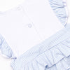 White Cap Waves Embroidered Girl Bubble, Blue