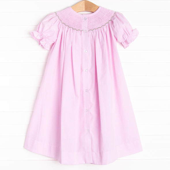 Trick or Treat Smocked Bishop Dress, Pink Gingham