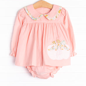 Fall Floral Harvest Applique Diaper Set, Pink