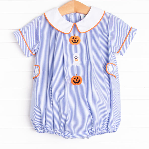 Friendly Ghost Embroidered Bubble, Blue